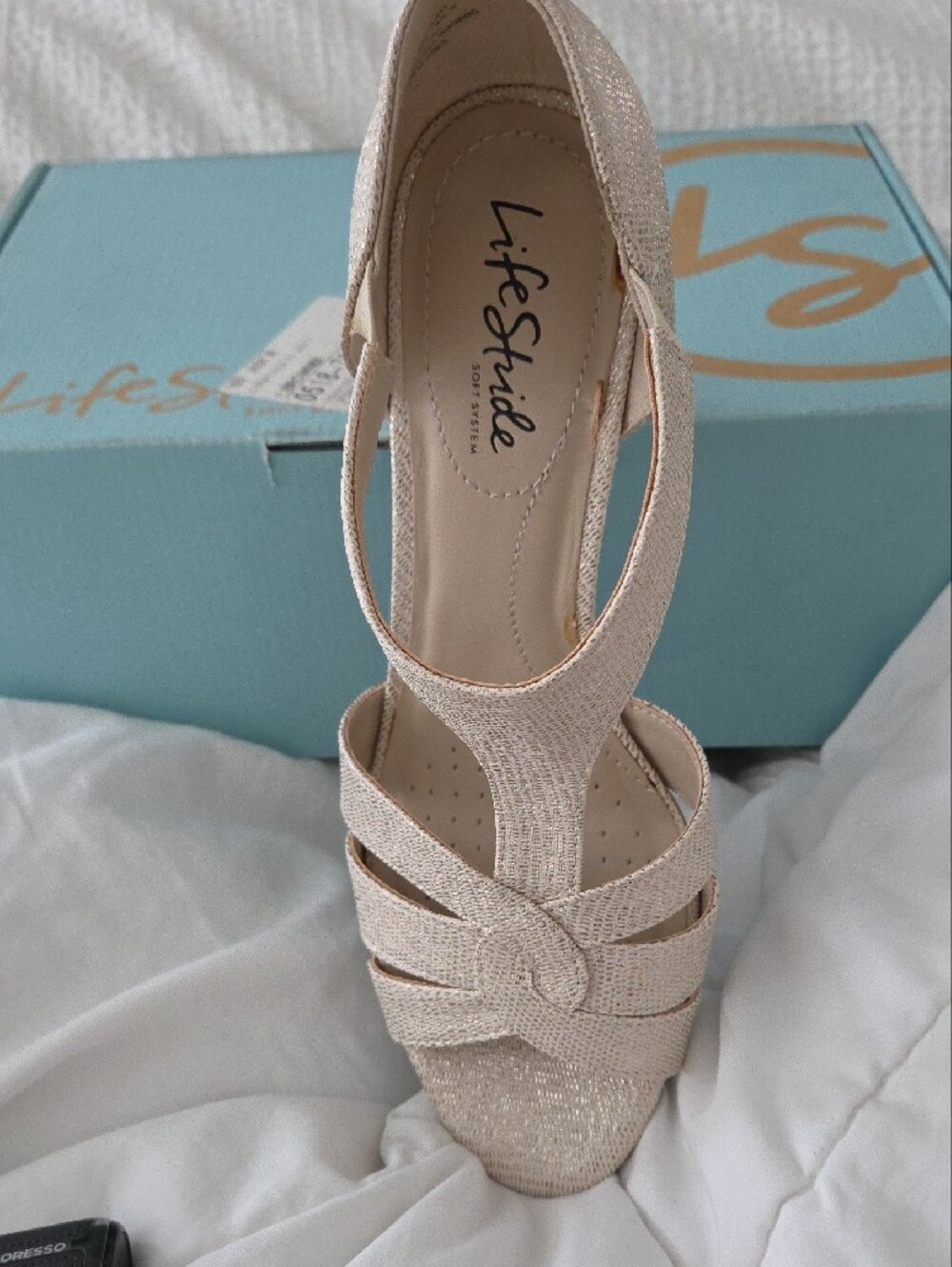 Life Stride Open-Toe Dress Heels in Champagne